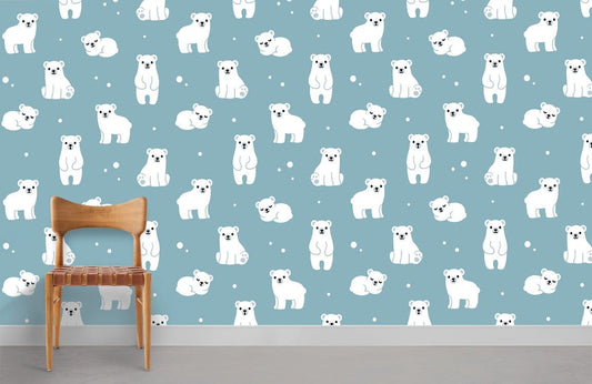 Little Polar Bear Animal Wall Mural Room