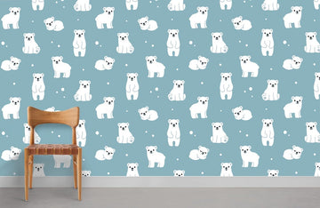Arctic Polar Bear Cartoon Mural Wallpaper