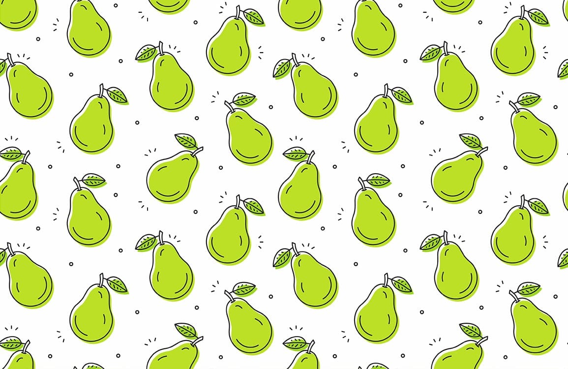 Little green Pear Repeat Pattern fruit Wallpaper for wall decor