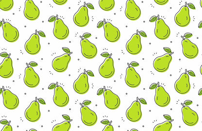 Little green Pear Repeat Pattern fruit Wallpaper for wall decor