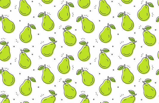 Little green Pear Repeat Pattern fruit Wallpaper for wall decor