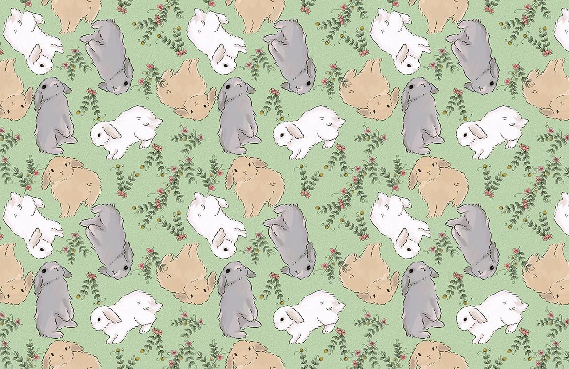 Whimsical Rabbit Garden Mural Wallpaper