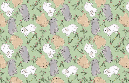 Whimsical Rabbit Garden Mural Wallpaper