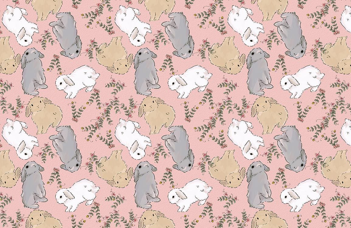 Little Rabbits Wallpaper Mural Custom Art Design