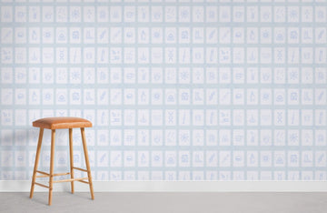 Blue White Geometric Pattern Mural Wallpaper