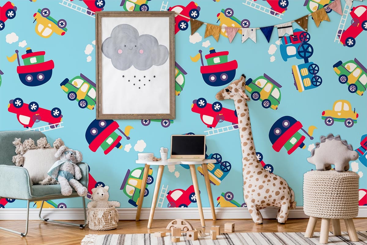 Toy Cars Cartoon Pattern Custom Mural Kids Room