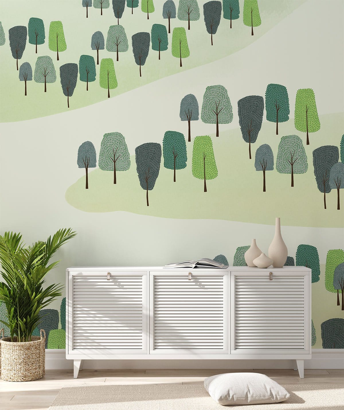 Whimsical Forest Tree Pattern Mural Wallpaper