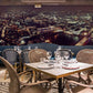 Wallpaper mural featuring the city of London at night, perfect for use in dining room decor.