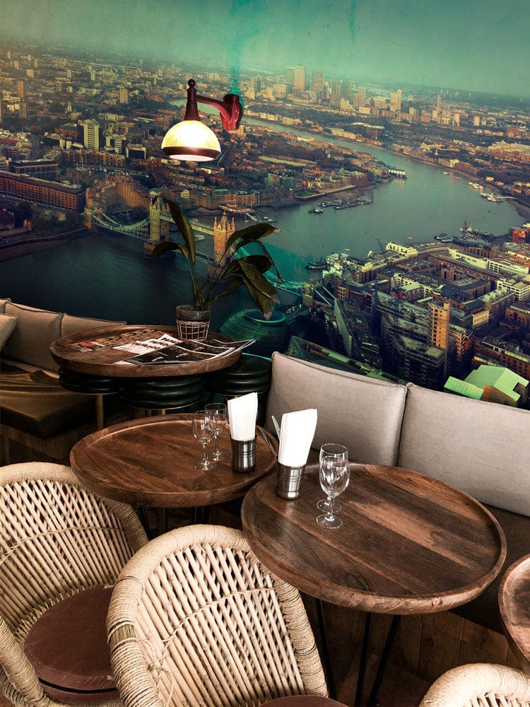 Wallpaper mural featuring London Bridge and the River Thames, perfect for use in dining rooms.