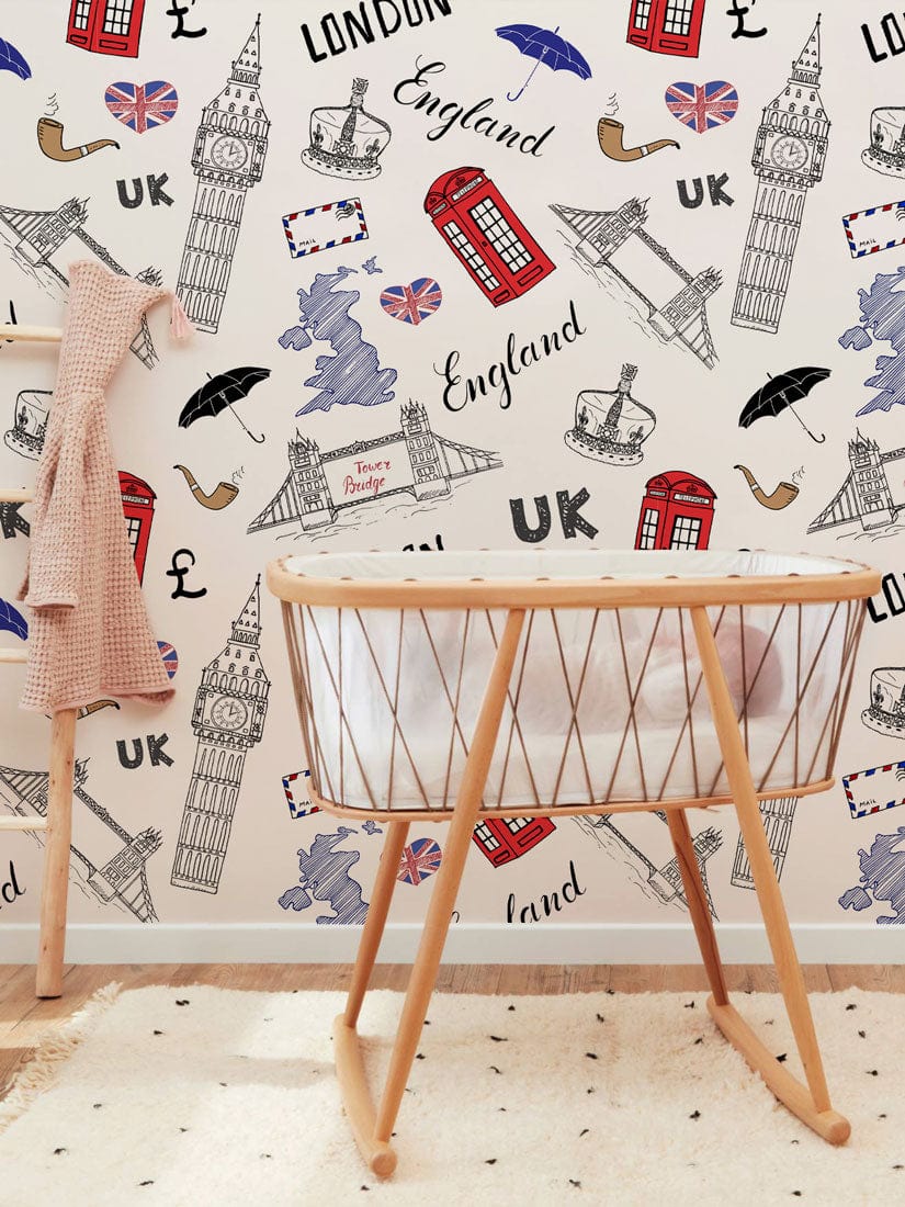 delicate london life landmark wallpaper mural nursery decor