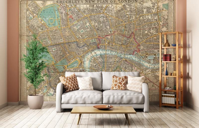 Vintage World Map Wallpaper for Wall in living room