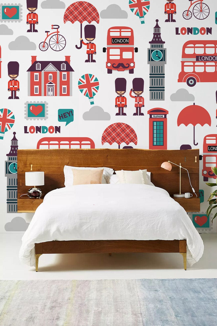 london style wallpaper mural bedroom design