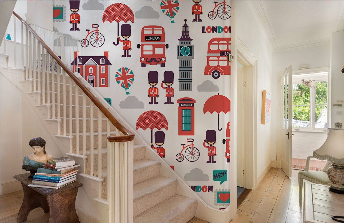 london style wallpaper mural hallway decoration