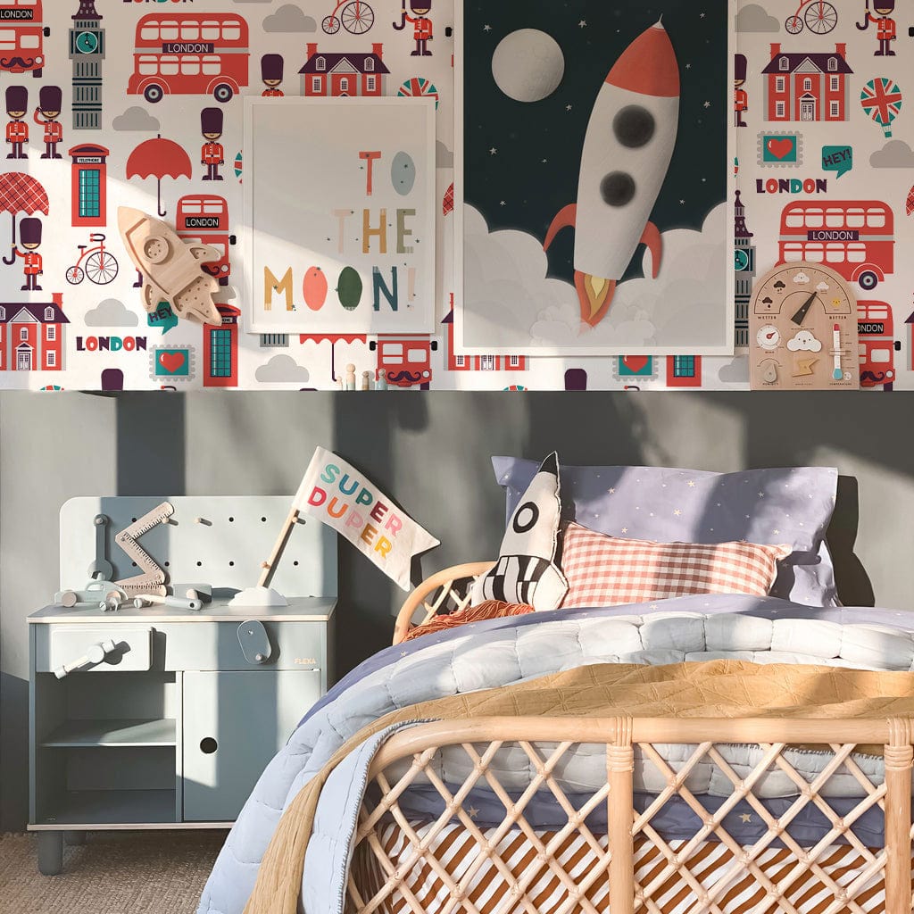 london style wallpaper mural kidsroom decor idea