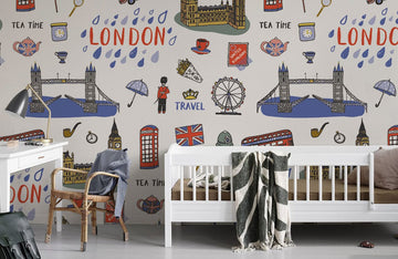 Schicke London Reise Illustrative Wandtapete