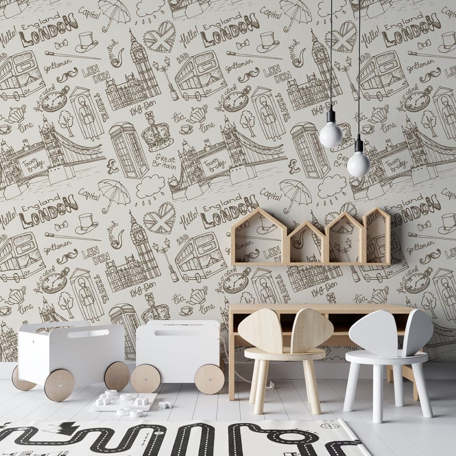 london cityscape wallpaper mural playroom decor