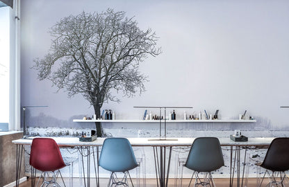 3d snow tree office decor idea