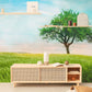 Mood Enhancing Hallway Mural with a Lone Tree and a Rainbow Wallpaper