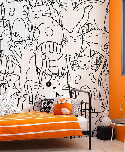 Lots of cute line cats animal wallpaper
