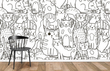Arte murale con schizzo di gatto fantasioso