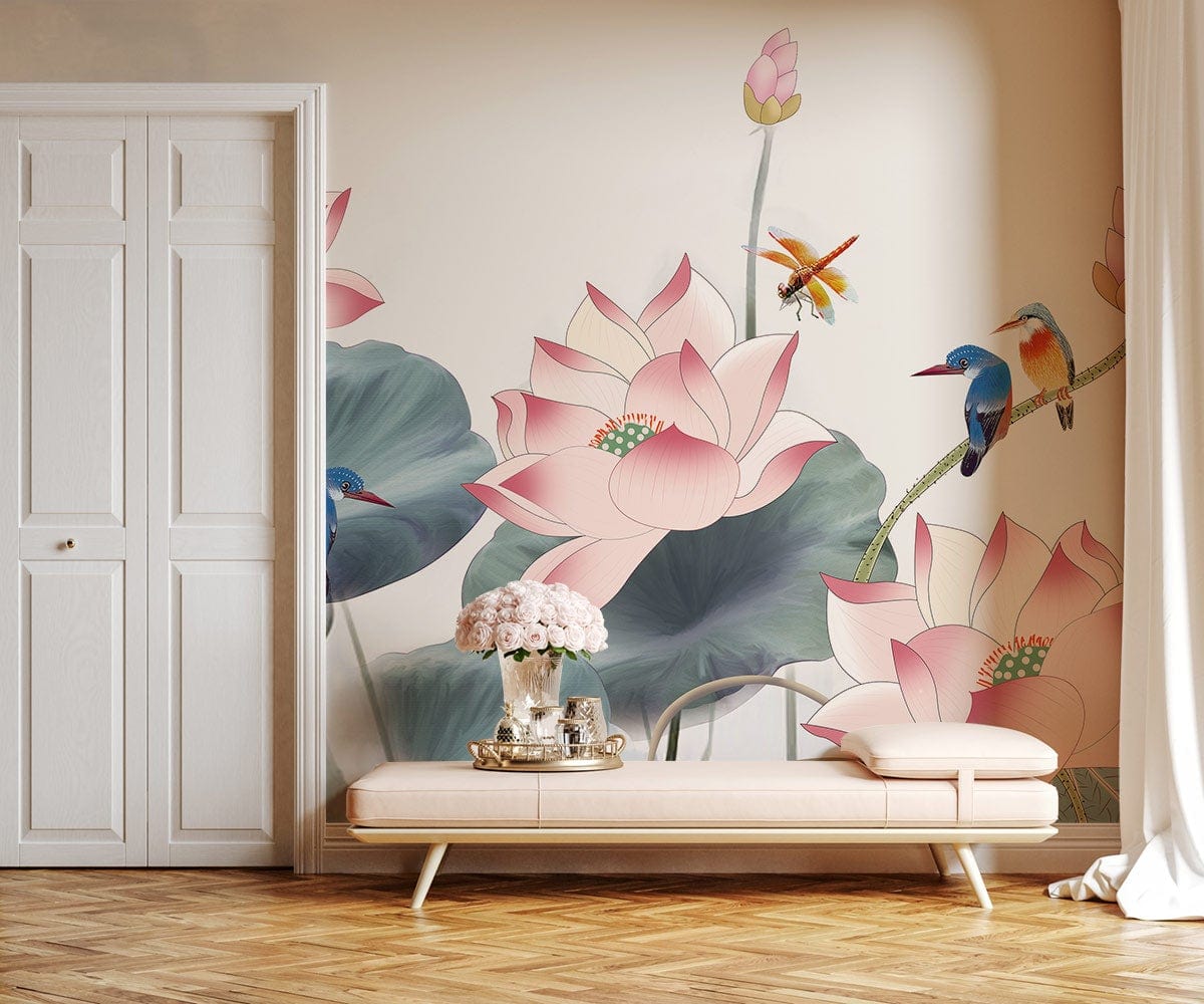 dragonfly over lotus wallpaper aesthetic art