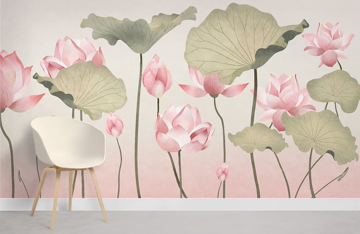 Home Decoration Featuring a Lotus Flower Wallpaper Mural