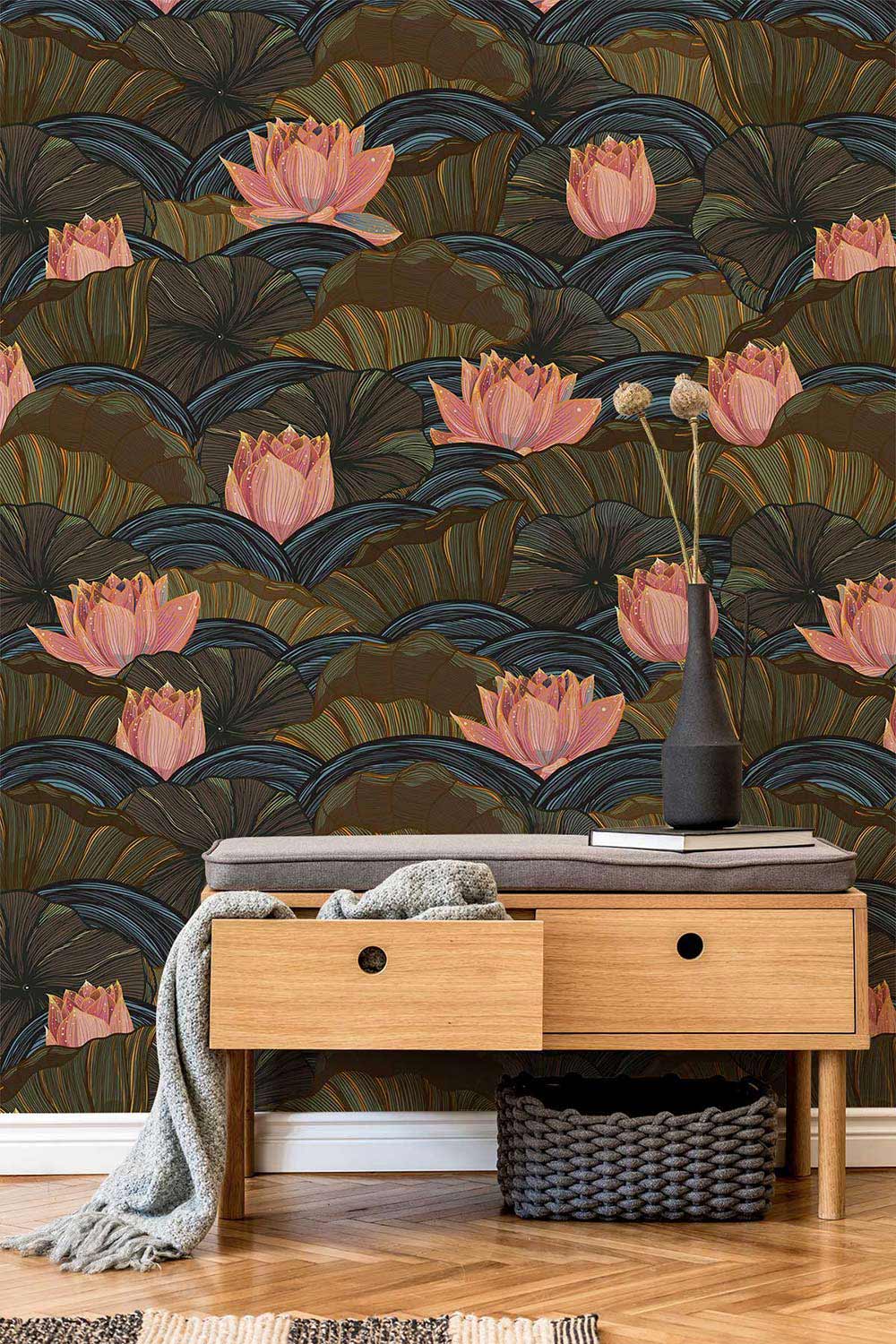 bloomy lotus wallpaper mural room