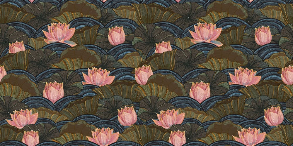 bloomy lotus wallpaper mural plain