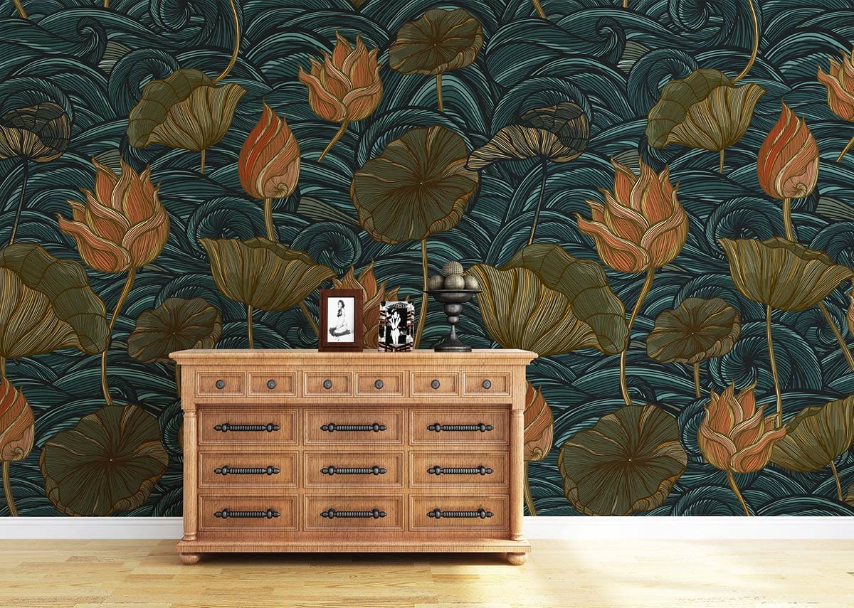 Current Lotus floral aesthetic wallpaper design