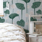 Wallpaper mural with lotus leaves for use in decorating bedrooms