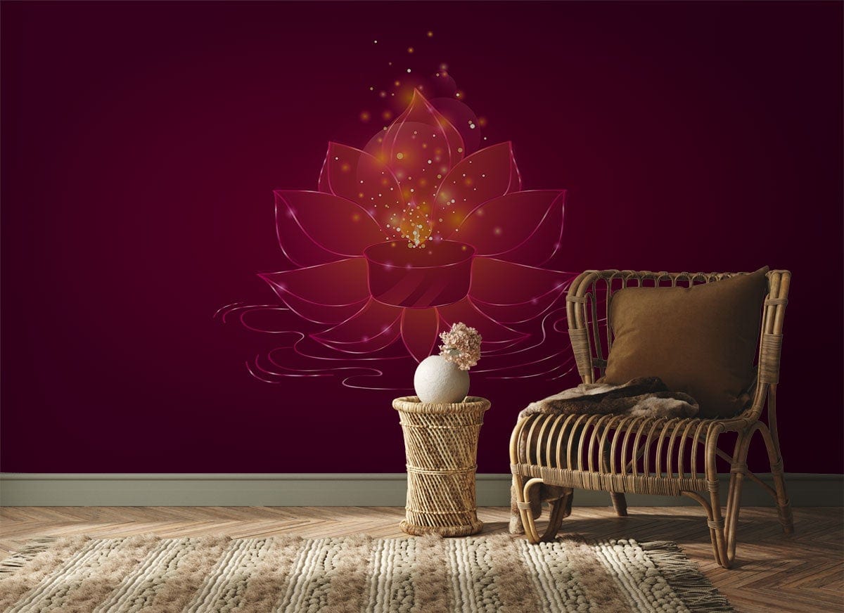 Lotus Light Red Religious Wallpaper Decoration Art