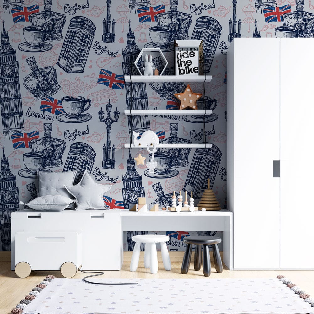 london landscape wallpaper mural kidsroom decoration