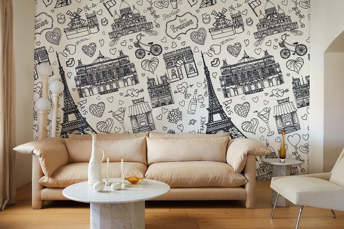 love paris wallpaper mural living room decor