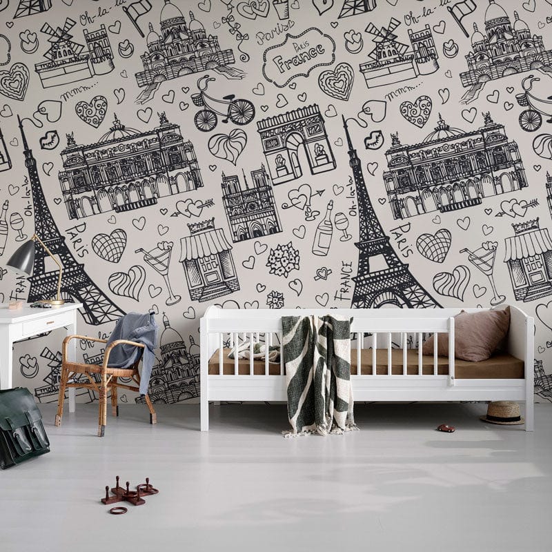 love paris wallpaper mural nursery decoration