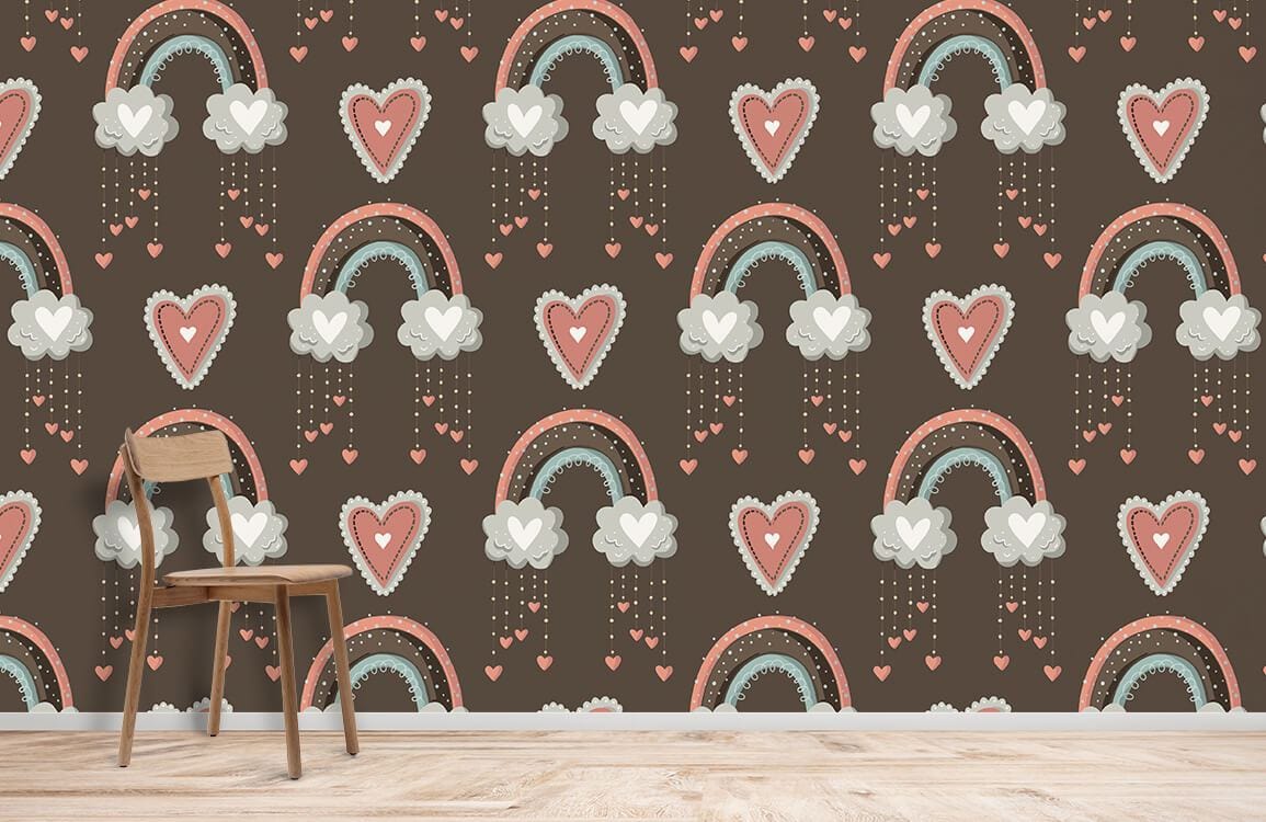 Love and Rainbow Printed Mural Wallpaper for Home Decoration