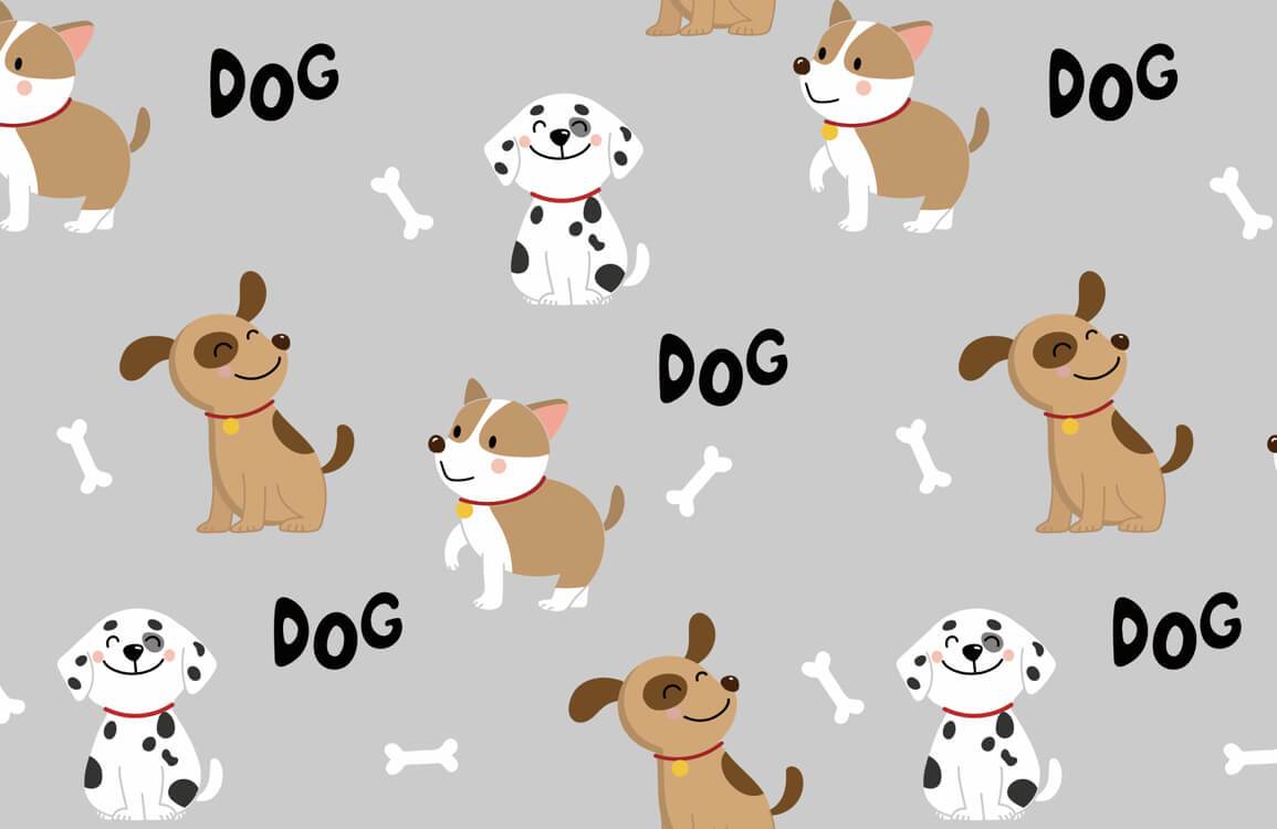 Cute Dog Illustration Kids Mural Wallpaper