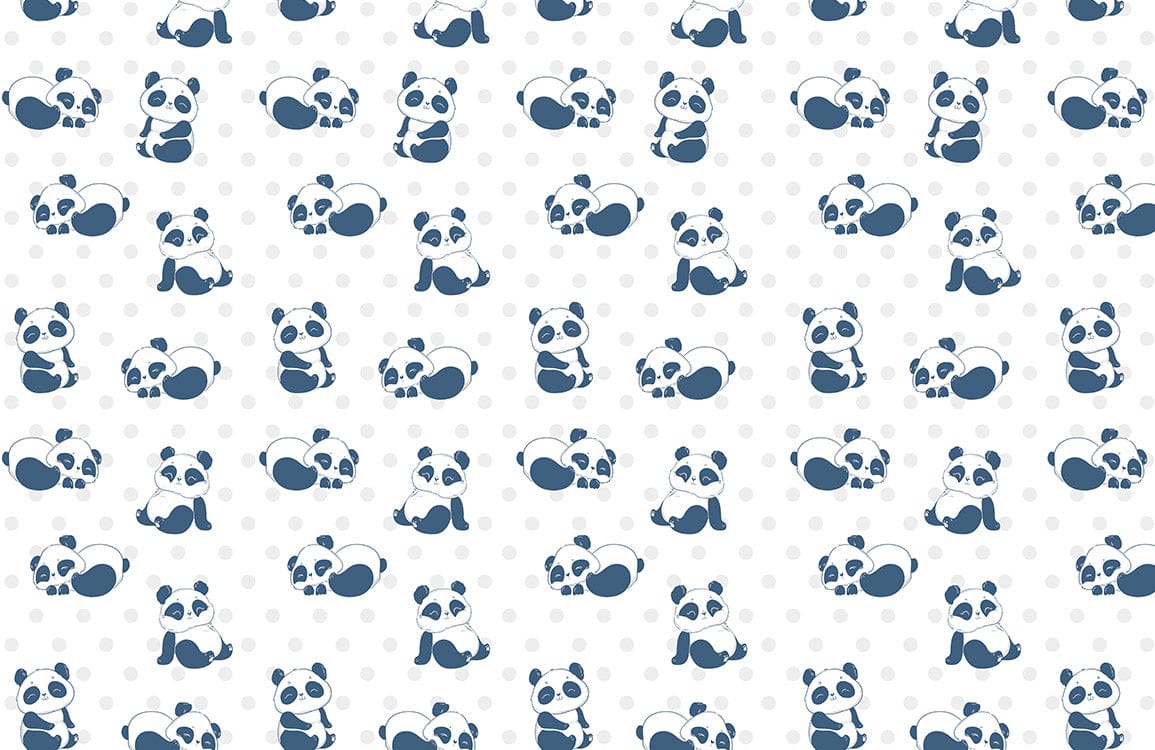 Blue Panda Nursery Playful Mural Wallpaper