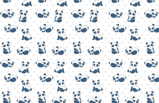 Blue Panda Nursery Playful Mural Wallpaper