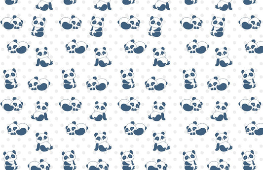 Blue Panda Nursery Playful Mural Wallpaper