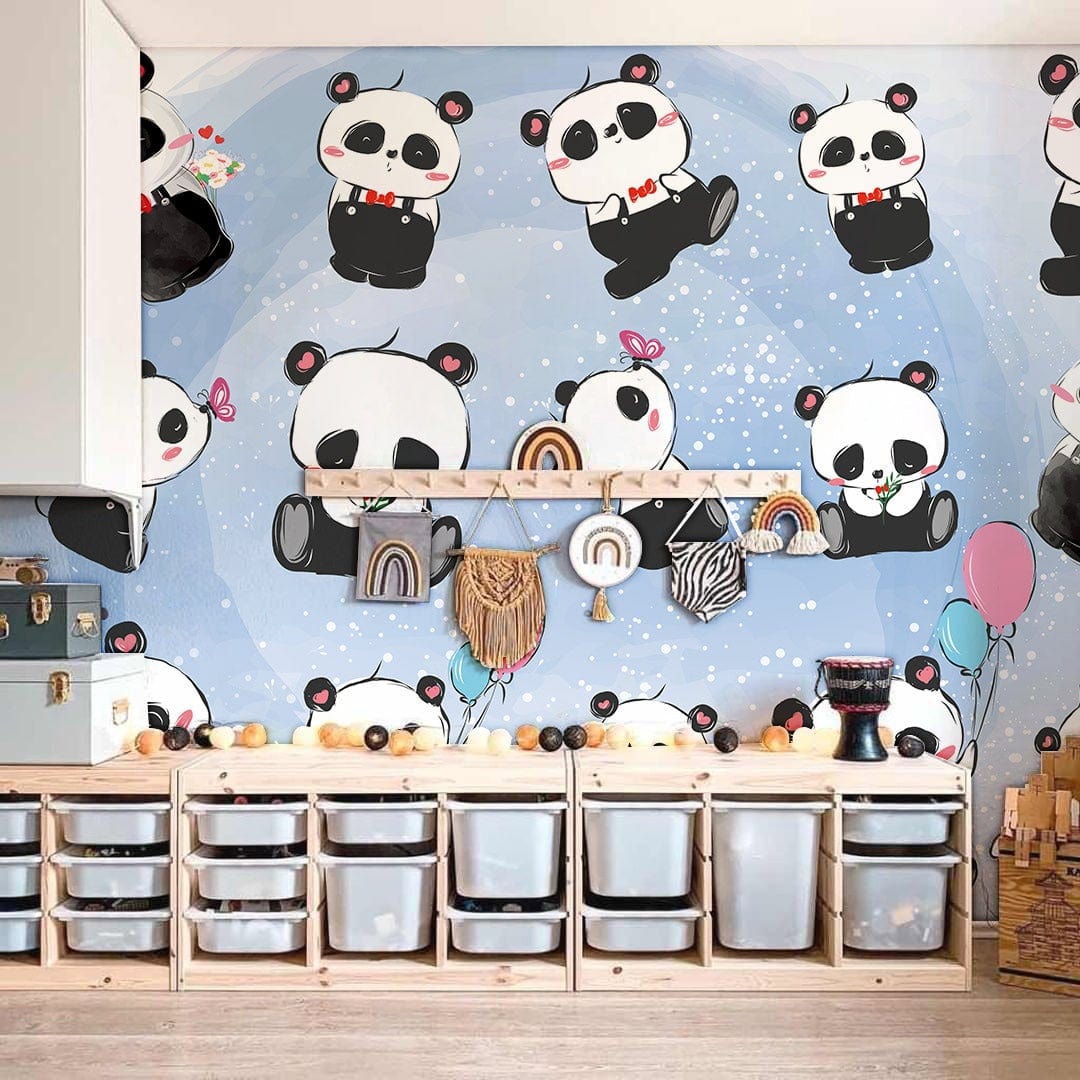 Lovely Pandas Animal Mural Wallpaper Custom Design