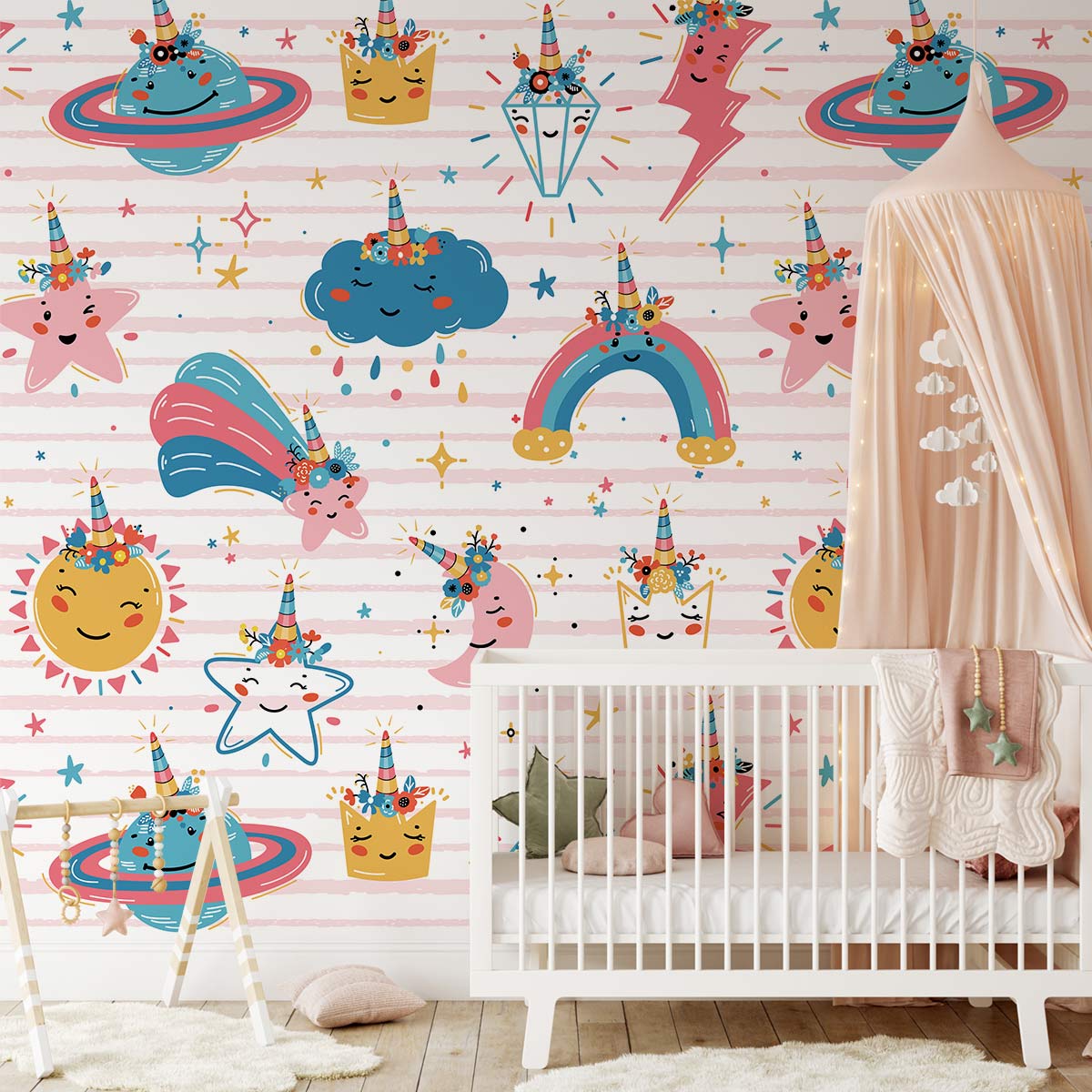rainbow stars Wallpaper Mural for kids' Room decor