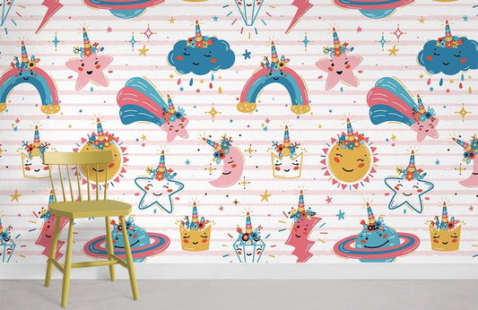 rainbow stars Wallpaper Mural for Room decor