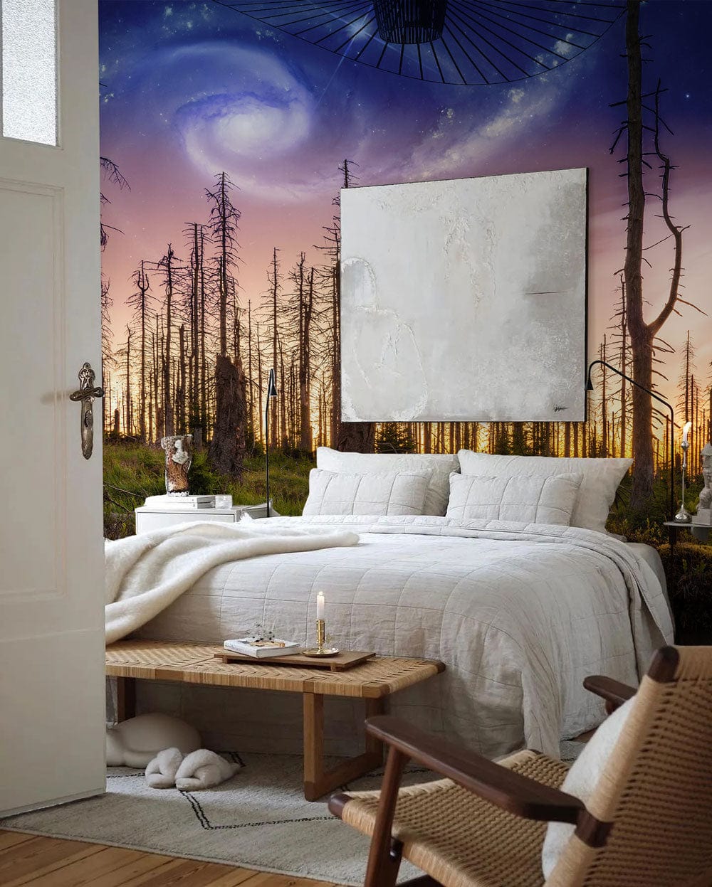 Wall Mural of Enchanted Forest to Add Mystique to Your Bedroom