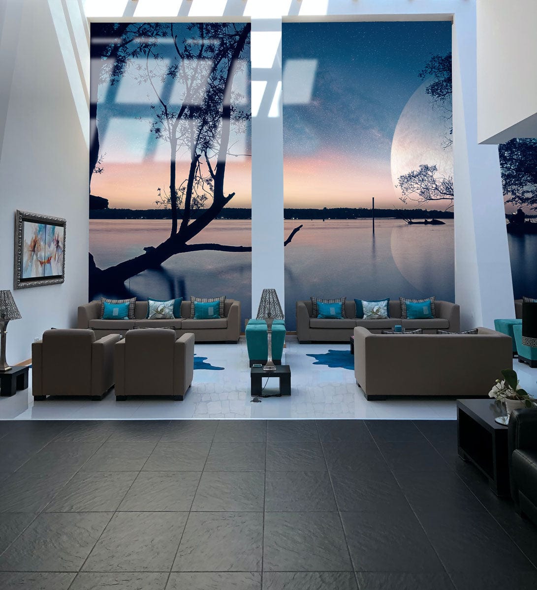 Wallpaper mural with a mystical night sky, perfect for decorating the living room.