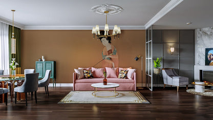 Vintage Japanese Beauty Wall Mural in living room
