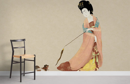 Elegant Japanese Geisha Art Mural Wallpaper