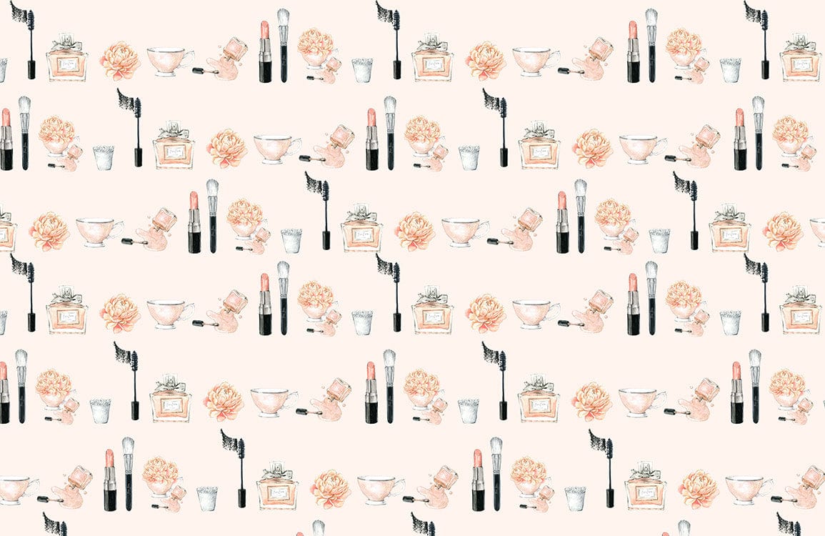 Chic Cosmetics Vanity Pattern Mural Wallpaper