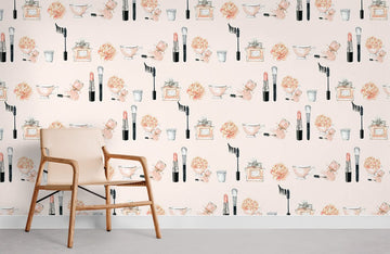 Chic Cosmetics Vanity Pattern Mural Wallpaper