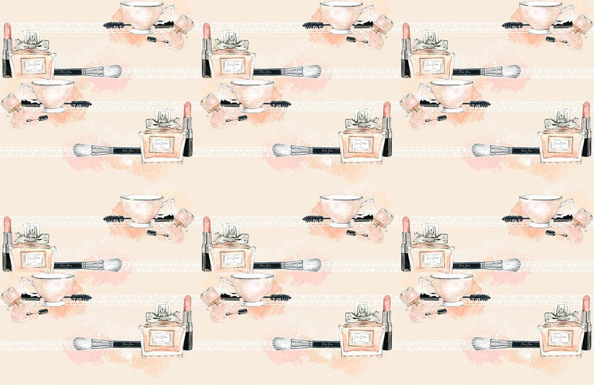 Chic Makeup Accessories Pattern Mural Wallpaper