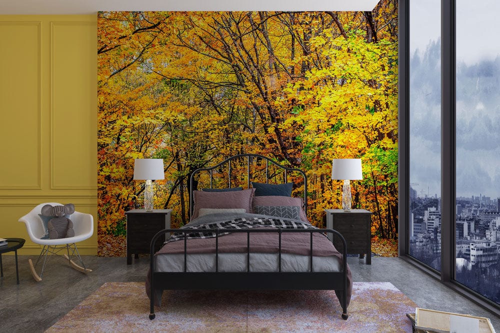 maple forest path wallpaper mural bedroom decor idea